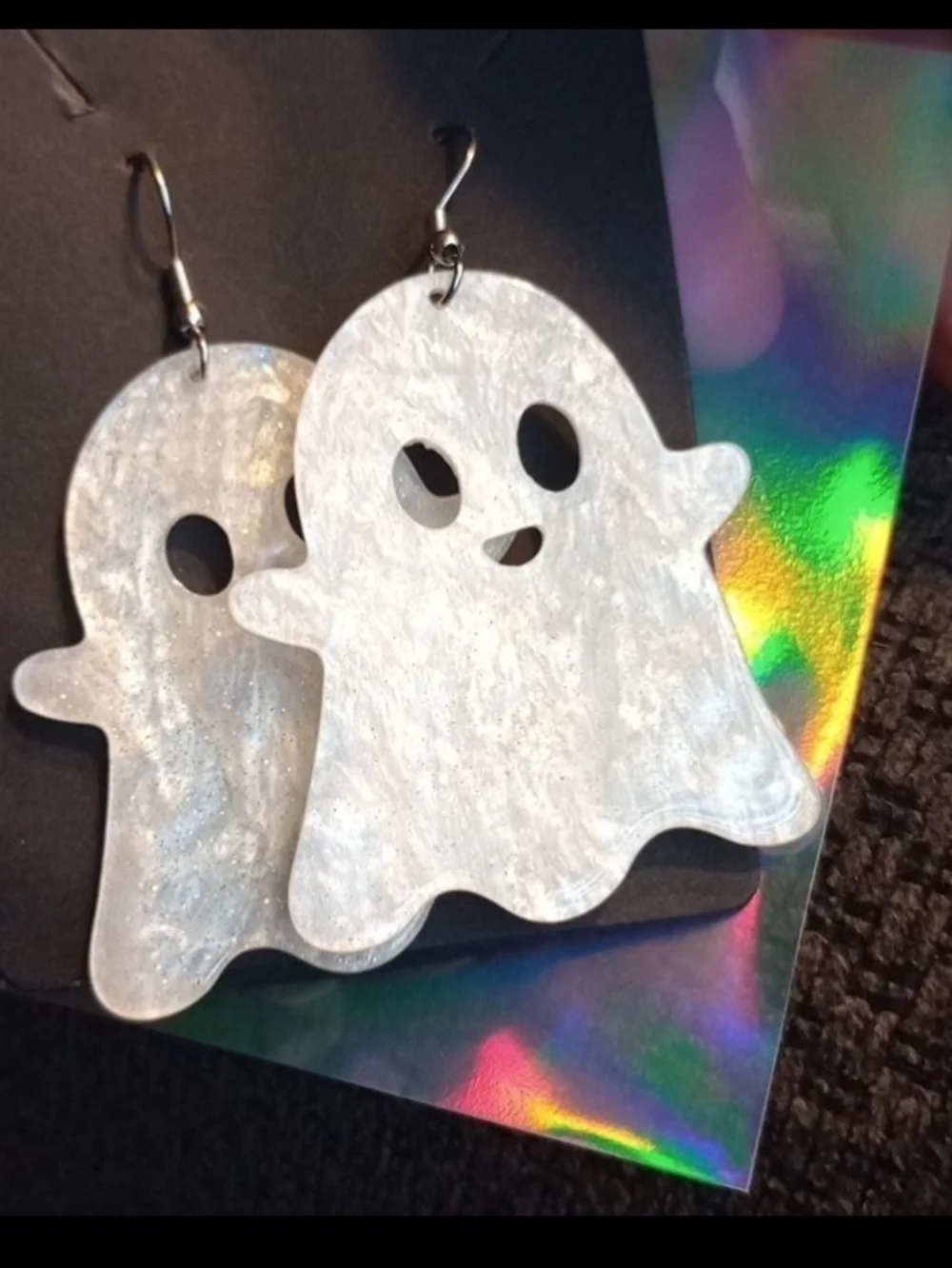 $8 Each Or Bundle 5/$20 Ghost Dangle Earrings in Iridescent Pearl White